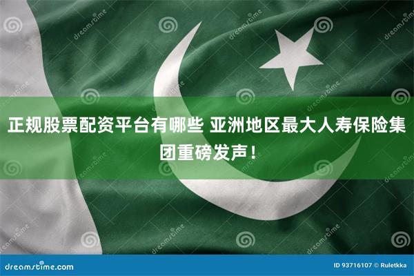 正规股票配资平台有哪些 亚洲地区最大人寿保险集团重磅发声！