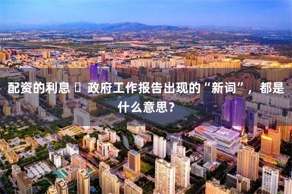 配资的利息 ​政府工作报告出现的“新词”，都是什么意思？